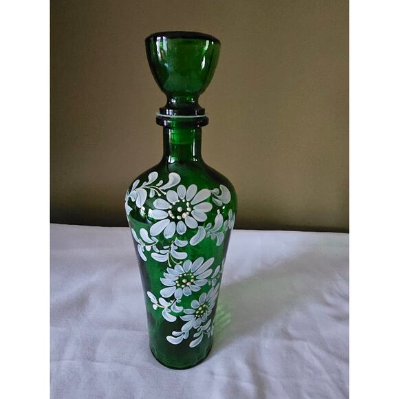 11" Hand Painted Hand Blown Glass Bottle - Picture 5 of 10